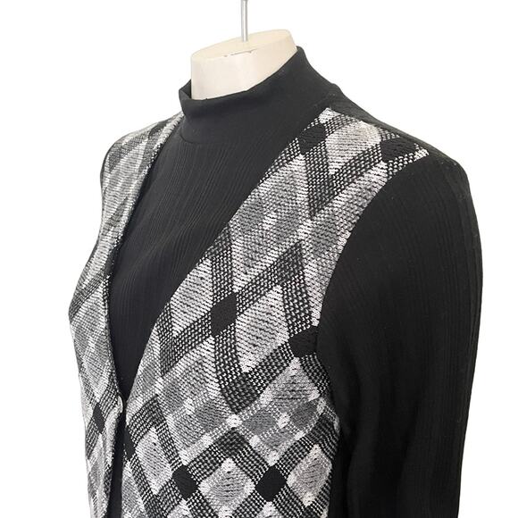 VTG 70s ALFRED DUNNER Ribbed Mockneck Sweater Argyle Plaid Vest Combo SZ SP - Picture 3 of 10